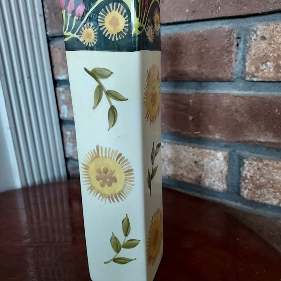 Fiasco Inc Peru Ceramic Rectangular Bud Vase Sun Flowers - Picture 3 of 8